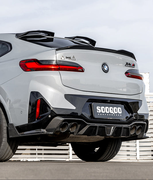 BMW X4M X4MC F98 LCI 2022-ON with Aftermarket Parts - With Light Rear Diffuser Carbon Fiber from SOOQOO USA