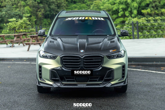 BMW X5 M60i M50i xDrive50e x/sDrive40i G05 & X5M X5MC F95 & X6 M60I xDrive40i G06 & X6M X6MC F96 (Fits Pre-LCI & LCI) 2020-ON with Aftermarket Parts - V1 Fully Exposed Hood Bonnet Dry Pre-preg Carbon Fiber from SOOQOO USA