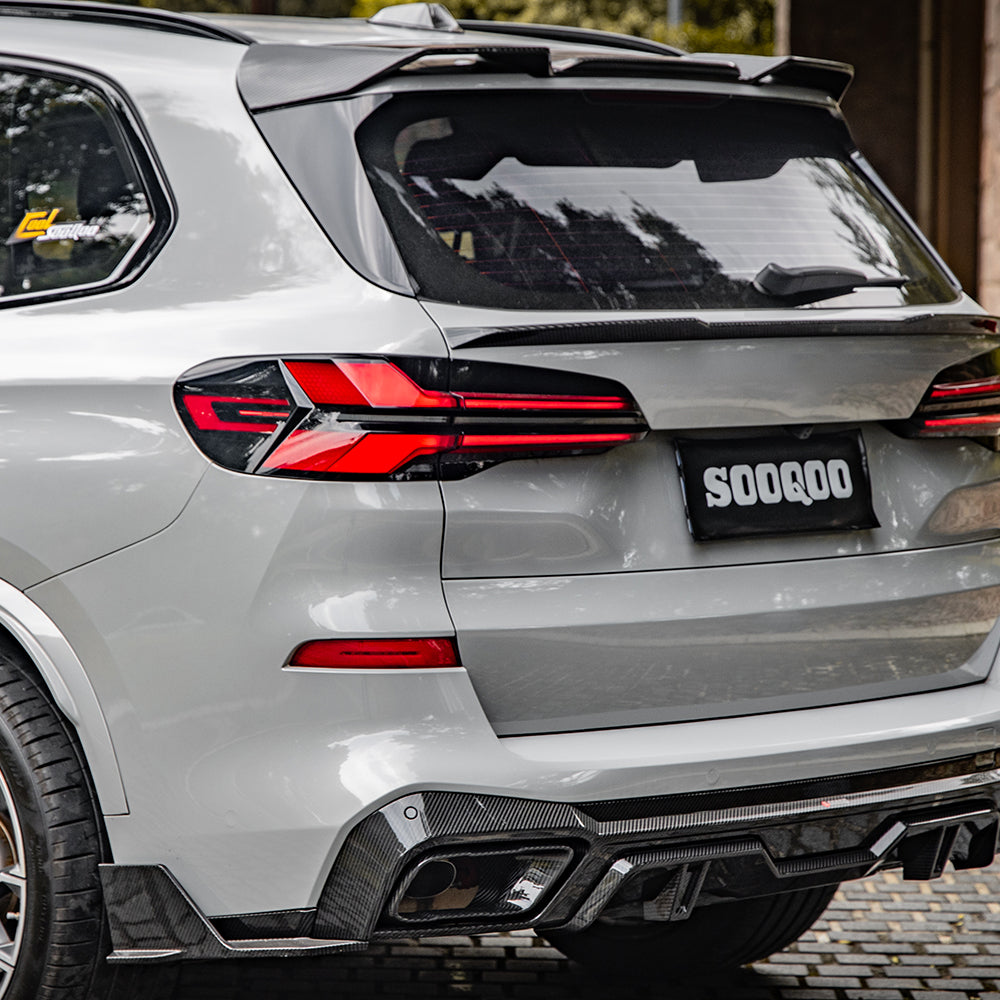 BMW X5 M60i s/x Drive 40i xDrive 50e G05 (Fits Both Pre-LCI & LCI) 2019 2020 2021 2022 2023 2024 with Aftermarket Parts - Rear Diffuser & Canards & Exhaust Tips Carbon Fiber from SOOQOO USA