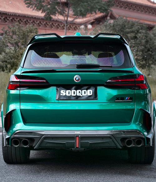 BMW X5M X5MC F95 LCI 2024-ON with Aftermarket Parts - Without & With Light Rear Diffuser Carbon Fiber from SOOQOO USA