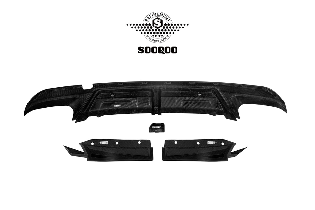 BMW X5M X5MC F95 LCI 2024-ON with Aftermarket Parts - Without & With Light Rear Diffuser Carbon Fiber from SOOQOO USA