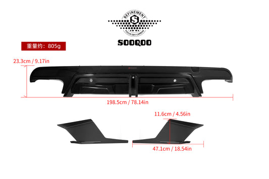 BMW X5M X5MC F95 LCI 2024-ON with Aftermarket Parts - Without & With Light Rear Diffuser Carbon Fiber from SOOQOO USA