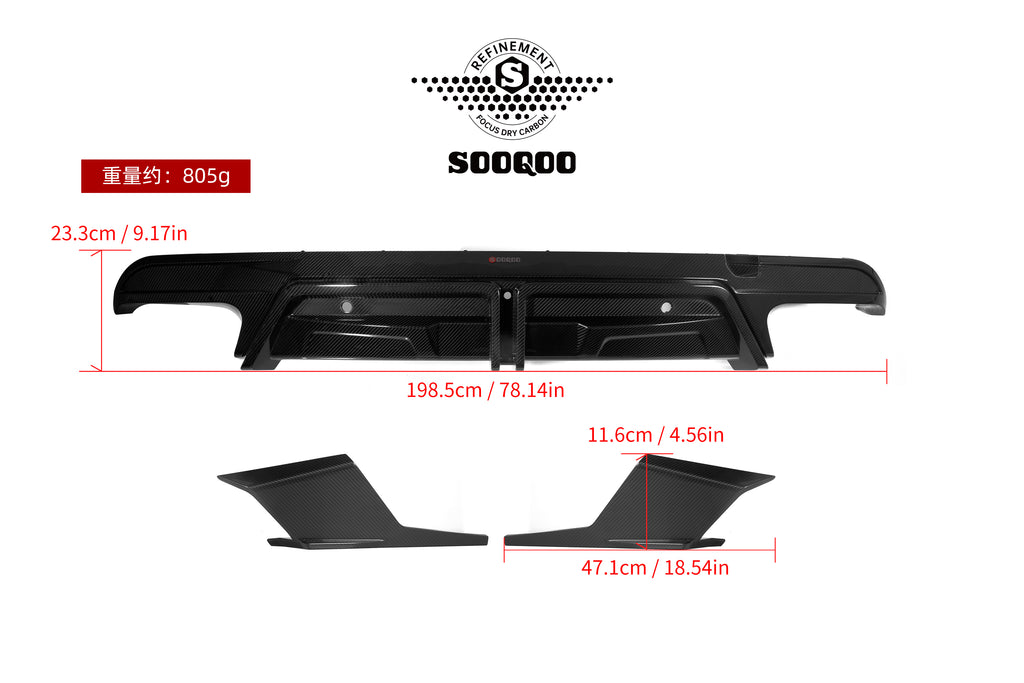 BMW X5M X5MC F95 LCI 2024-ON with Aftermarket Parts - Without & With Light Rear Diffuser Carbon Fiber from SOOQOO USA