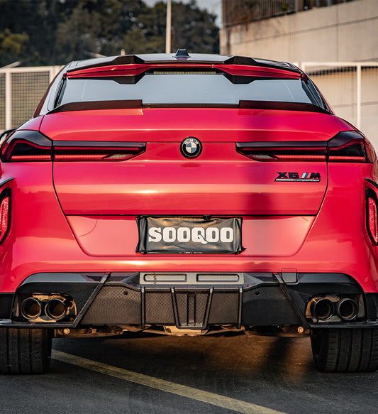 BMW X6 M60I xDrive40i G06 (Fits Pre-LCI & LCI) 2020-ON & X6M X6MC F96 (Fits Pre-LCI & LCI) 2020-ON with Aftermarket Parts - Rear Roof Spoiler Carbon Fiber from SOOQOO USA