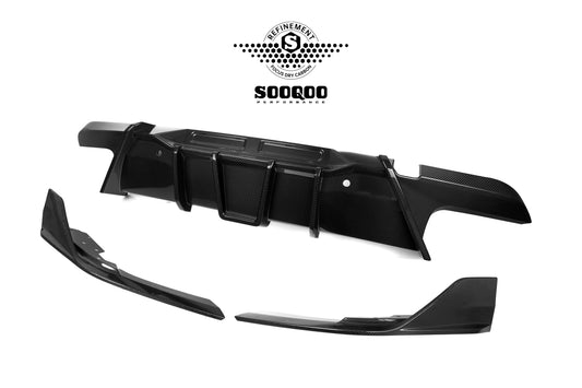 BMW X6M X6MC F96 (Fits Both Pre-LCI & LCI) 2020-ON with Aftermarket Parts - V1 Rear Diffuser Dry Pre-preg Carbon Fiber from SOOQOO USA