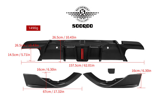 BMW X6M X6MC F96 (Fits Both Pre-LCI & LCI) 2020-ON with Aftermarket Parts - V2 Rear Diffuser Dry Pre-preg Carbon Fiber from SOOQOO USA
