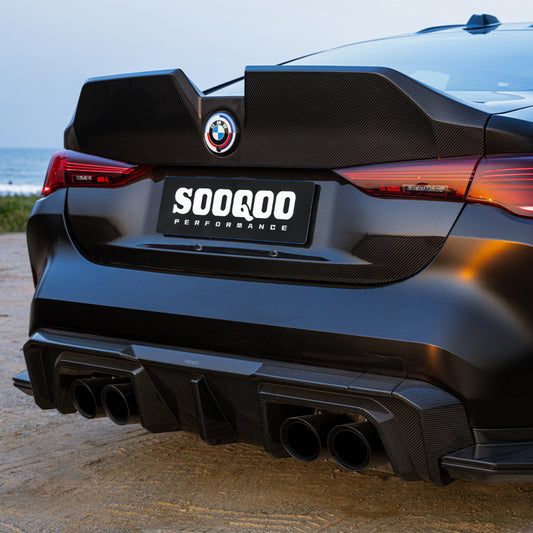 BMW M4 G82 2021-ON & 4 Series G22 430i M440i 2020-ON with Aftermarket Parts - V1 Rear Trunk Dry Pre-preg Carbon Fiber from SOOQOO USA