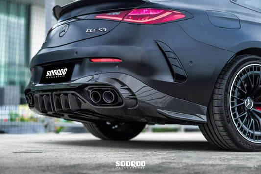 Mercedes Benz CLE-Class AMG CLE 53 / 450 / 300 C236 A236 2024-ON with Aftermarket Parts - With Light Rear Diffuser Dry Pre-preg Carbon Fiber from SOOQOO USA