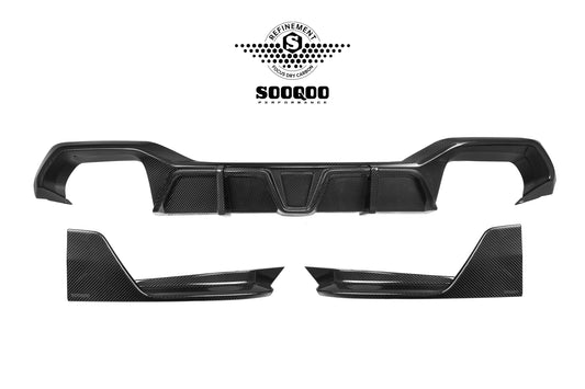 BMW X3 M40i s/xDrive 30i (with M-package bumper) G01 LCI 2022-ON & X4 M40 xDrive 30i (with M-package bumper) G02 LCI 2022-ON with Aftermarket Parts - Without Light Rear Diffuser Dry Pre-preg Carbon Fiber?from SOOQOO USA
