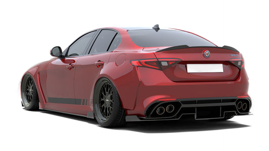 Alfa Romeo Giulia Quadrifoglio Sport Veloce Ti Sprint RWD AWD Lusso Base 2017-ON with Aftermarket Parts - Rear Lip Spoiler Carbon Fiber / FRP from SPECTER PLUS