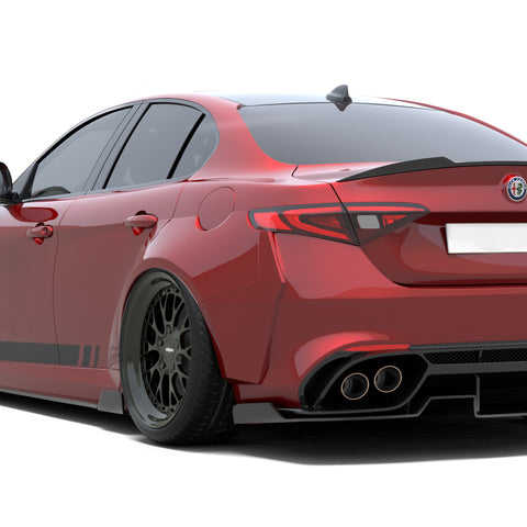 Alfa Romeo Giulia Quadrifoglio Sport Veloce Ti Sprint RWD AWD Lusso Base 2017-ON with Aftermarket Parts - Rear Lip Spoiler Carbon Fiber / FRP from SPECTER PLUS