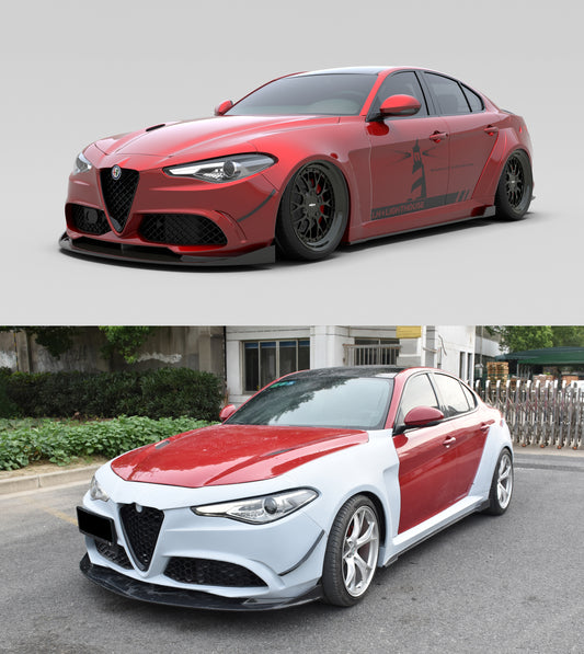 Alfa Romeo Giulia Quadrifoglio Sport Veloce Ti Sprint RWD AWD Lusso Base 2017-ON with Aftermarket Parts - Front Fenders Carbon Fiber/FRP from SPECTER PLUS