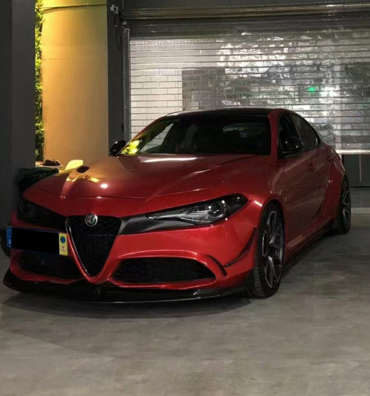 Alfa Romeo Giulia Quadrifoglio Sport Veloce Ti Sprint RWD AWD Lusso Base 2017-ON with Aftermarket Parts - Front Canards Carbon Fiber/FRP from SPECTER PLUS