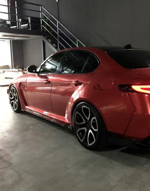 Alfa Romeo Giulia Quadrifoglio Sport Veloce Ti Sprint RWD AWD Lusso Base 2017-ON with Aftermarket Parts - Upper Side Skirts & Side Skirts Extentions Carbon Fiber / FRP from SPECTER PLUS