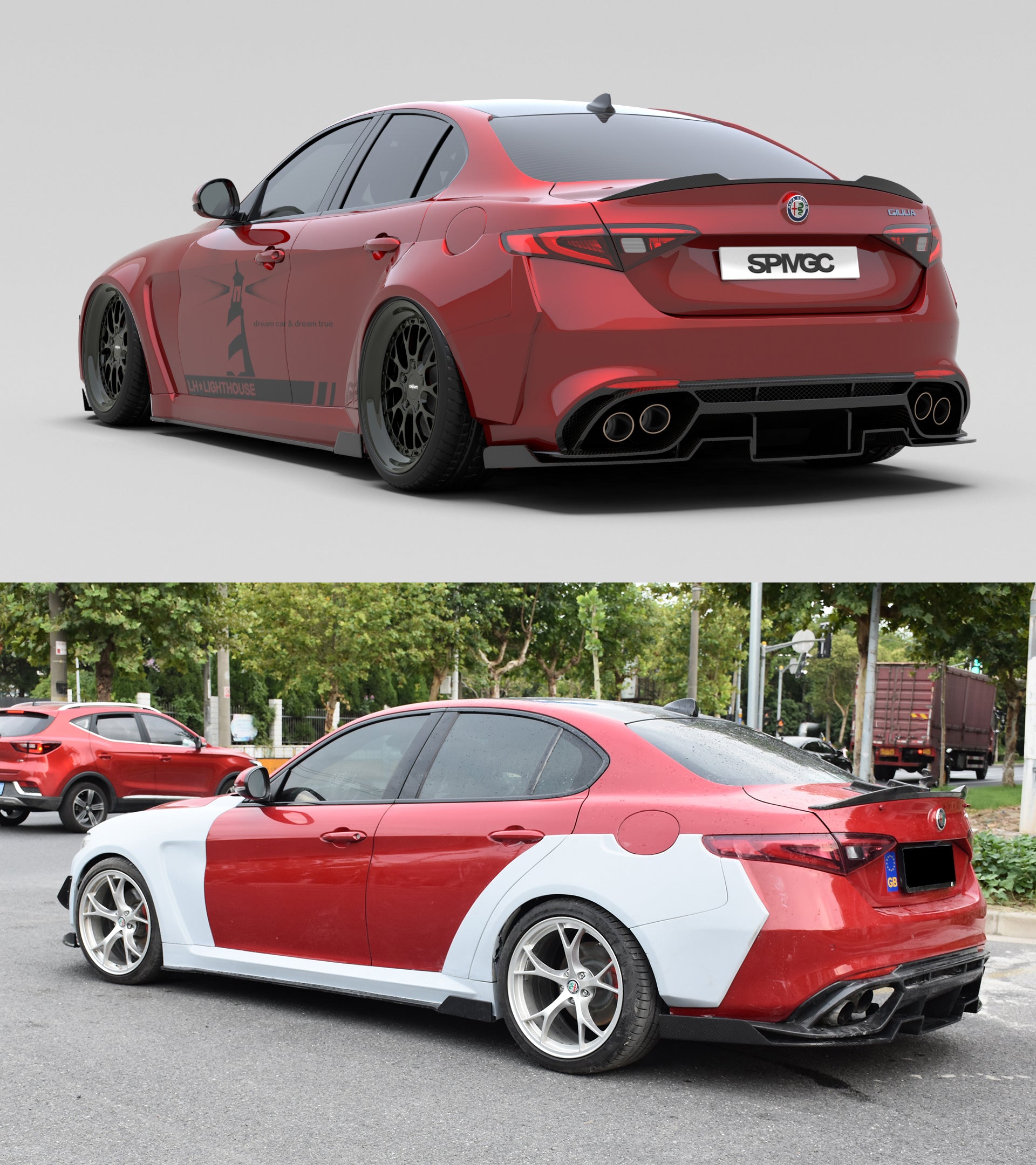 Giulia Veloce Ti Sprint Aftermarket Parts - SPECTER PLUS Rear Diffuser ...