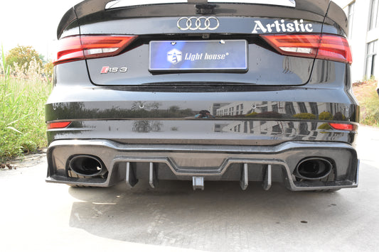 Audi RS3 8V.5 2018 2019 2020 with Aftermarket Parts - Rear Diffuser Carbon Fiber / FRP from SPECTER PLUS