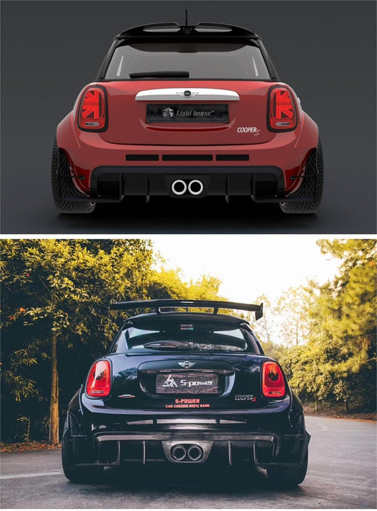 MINI Cooper JCW (John Cooper Works) Base S F56 LCI 2022-ON with Aftermarket Parts - Rear Diffuser & Canards Carbon Fiber / FRP from SPECTER PLUS