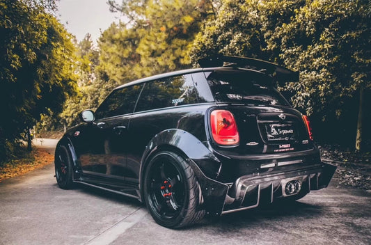 MINI Cooper JCW (John Cooper Works) Base S F56 LCI 2022-ON with Aftermarket Parts - Rear Diffuser & Canards Carbon Fiber / FRP from SPECTER PLUS