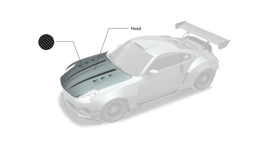 Nissan 350Z Nismo Performance Anniversary Grand Touring Base Fairlady Z Z33 2003 2004 2005 2006 2007 2008 2009 with Aftermarket Parts - Hood Carbon Fiber / FRP from SPECTER PLUS