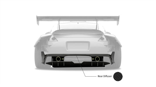 Nissan 350Z Nismo Performance Anniversary Grand Touring Base Fairlady Z Z33 2003 2004 2005 2006 2007 2008 2009 with Aftermarket Parts - Rear Bumper & Rear Diffuser Carbon Fiber / FRP from SPECTER PLUS