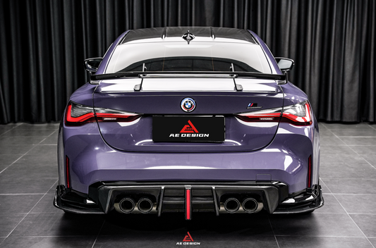 BMW M3 G80 G81 2021 2022 2023 2024 & M4 G82 G83 2021 2022 2023 2024 with Aftermarket Parts - AE V2 Style Rear Diffuser & Canards Carbon Fiber from ArmorExtend