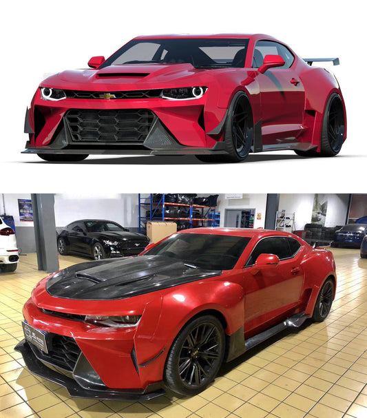 Chevrolet Camaro 6th Gen ZL1 Z/28 2SS 1SS 3LT 2LT 1LT 2LS 1LS 2015 2016 2017 2018 2019 2020 2021 2022 2023 2024 with Aftermarket Parts - Hood Carbon Fiber/FRP from SPECTER PLUS