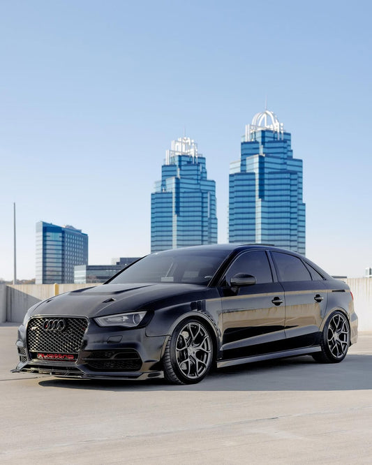 Audi RS3 8V.5 2018 2019 2020 with Aftermarket Parts - Front Fenders Pre-preg Carbon Fiber from TAKD Carbon