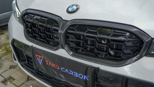 BMW 3 Series 330i M340i LCI G20 G21 2023-ON with Aftermarket Parts - Pre-preg Carbon Fiber Grill from TAKD Carbon