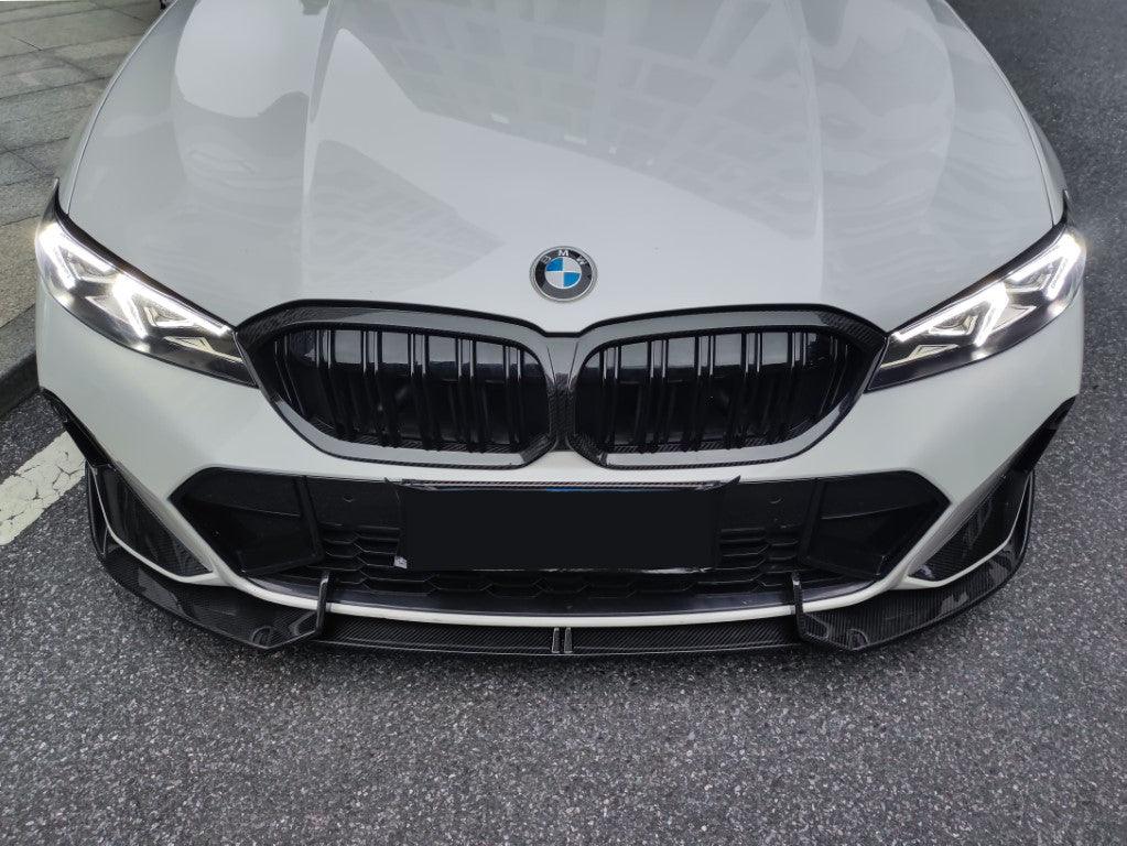 BMW 3 Series 330i (with M-package bumper,Does not fit base model) M340i G20 G21 LCI 2023-ON with Aftermarket Parts - V2 Style Pre-preg Carbon Fiber Front Lip from TAKD Carbon