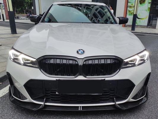 BMW 3 Series 330i (with M-package bumper,Does not fit base model) M340i G20 G21 LCI 2023-ON with Aftermarket Parts - V2 Style Front Lip Pre-preg Carbon Fiber from TAKD Carbon