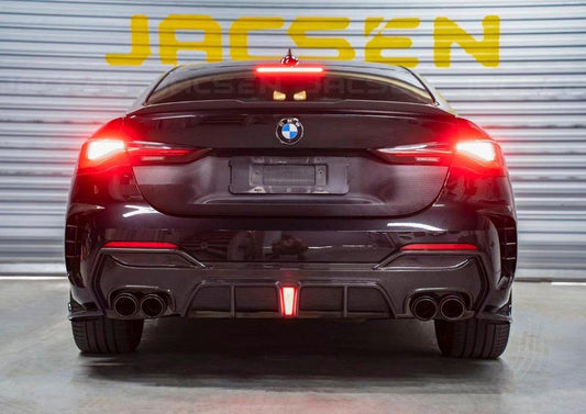 BMW 4 series 430i (with M-package bumper, Does not fit base model) M440i G22 G23 2020-ON with Aftermarket Parts - V2 Style Rear Diffuser & Canards Pre-preg Carbon Fiber from TAKD Carbon