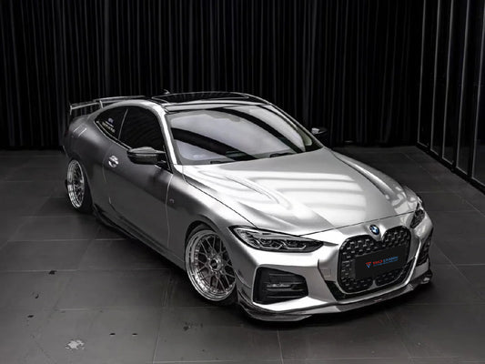 BMW 4 Series 430i (with M-package bumper, does not fit base model) M440i G22 G23 2020-ON with Aftermarket Parts - Front Canards Pre-preg Carbon Fiber from TAKD Carbon