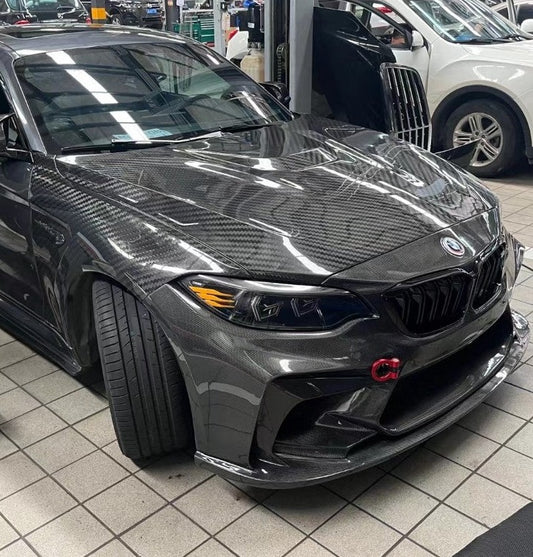 BMW M2 / M2C F87 2016-2021 with Aftermarket Parts - Pre-preg Carbon Fiber Front Fenders from TAKD Carbon