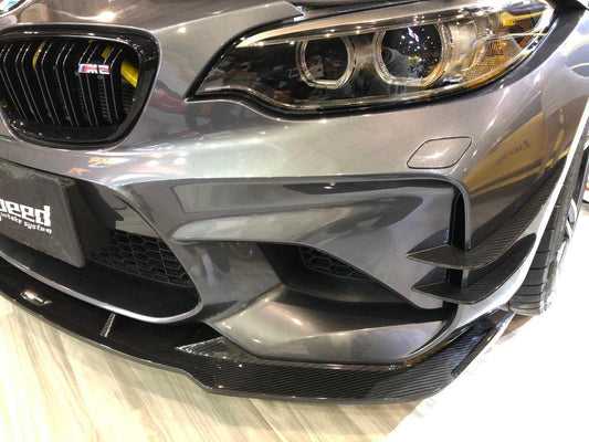 BMW M2 / M2C F87 2016 2017 2018 2019 2020 2021 with Aftermarket Parts - Front Lip Pre-preg Carbon Fiber from TAKD Carbon