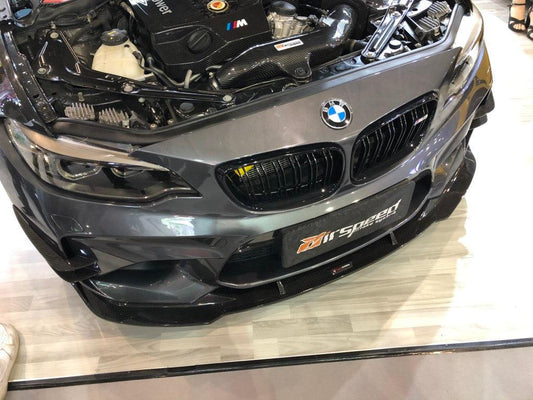 BMW M2 / M2C F87 2016 2017 2018 2019 2020 2021 with Aftermarket Parts - Front Lip Pre-preg Carbon Fiber from TAKD Carbon