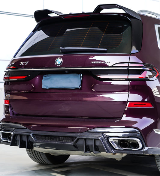 X7 Base xDrive40i 50i M50i M60i ALPINA XB7 (Fits Both Pre-LCI & LCI) G07 2019-ON with Aftermarket Parts - Rear Roof Spoiler Pre-preg Carbon Fiber from TAKD Carbon