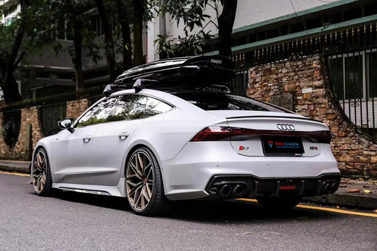 Audi S7 A7 (with s-line bumper) C8 2019 2020 2021 2022 2023 2024 with Aftermarket Parts - Rear Diffuser Pre-preg Carbon Fiber from TAKD Carbon