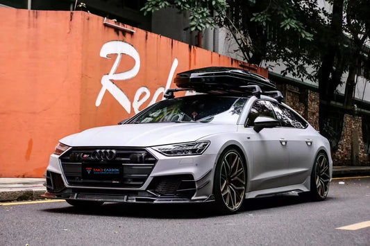 Audi S7 A7 (with s-line bumper) C8 2019 2020 2021 2022 2023 2024 with Aftermarket Parts - Front Lip Pre-preg Carbon Fiber from TAKD Carbon
