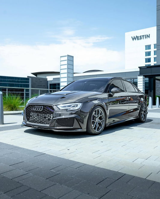 Audi RS3 8V.5 2018 2019 2020 with Aftermarket Parts - Front Fenders Pre-preg Carbon Fiber from TAKD Carbon