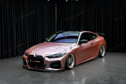 BMW 4 Series 430i (with M-package bumper, does not fit base model) M440i G22 G23 2020-ON with Aftermarket Parts - Front Canards Pre-preg Carbon Fiber from TAKD Carbon