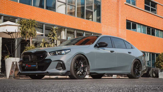 BMW 5 Series 530 540 (with M-package bumper, does not fit base model) & i5 e/x Drive40 (with M-package bumper, does not fit base model) M60 G60 G61 2024-ON with Aftermarket Parts - V1 Style Front Lip Pre-preg Carbon Fiber from TAKD Carbon