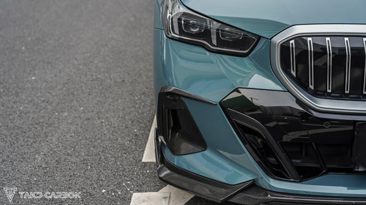 BMW 5 Series 530 540 (with M-package bumper, does not fit base model) & i5 e/x Drive40 (with M-package bumper, does not fit base model) M60 G60 G61 2024-ON with Aftermarket Parts - V1 Style Air Intake Vents Cover Pre-preg Carbon Fiber from TAKD Carbon