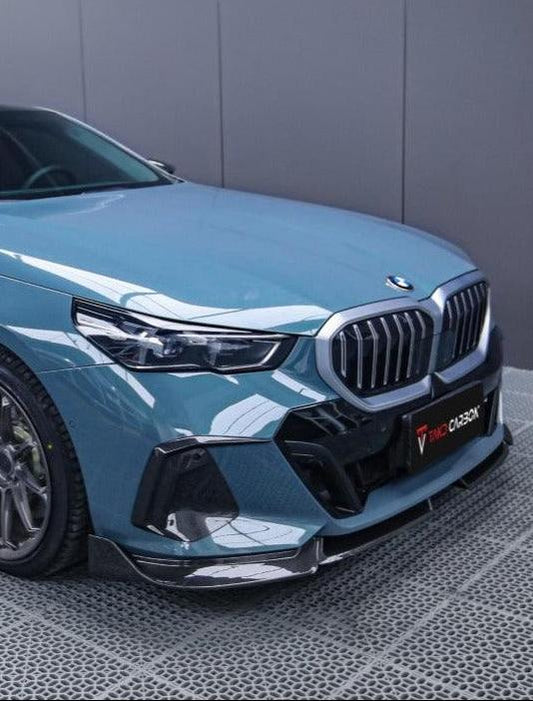 BMW 5 Series 530 540（with M-package bumper, does not fit base model)  G60 G61 2024-ON with Aftermarket Parts - MP Style Pre-preg Carbon Fiber Front Lip from TAKD Carbon