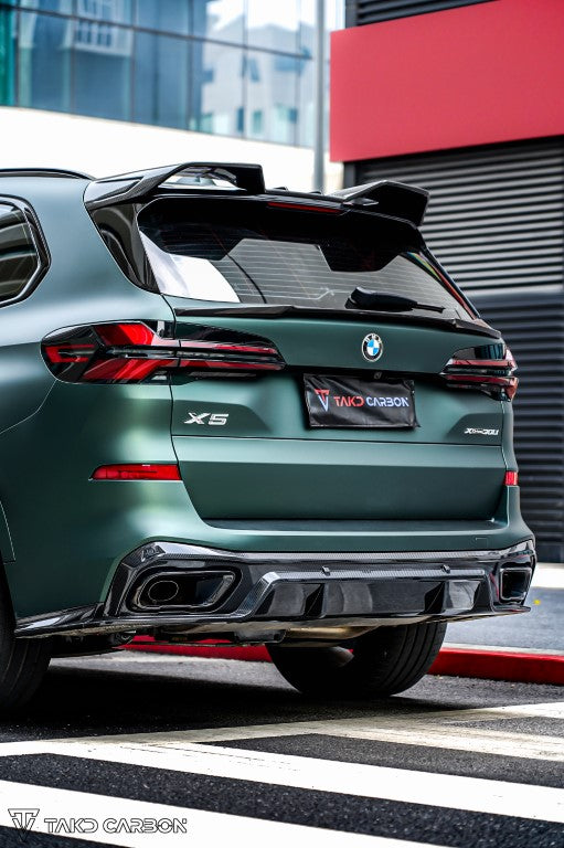 BMW X5 M60i M50i & s/x Drive 40i (With M-Package, does not fit base model) G05 (Fits Both Pre-LCI & LCI) 2019-ON with Aftermarket Parts - V2 Pre preg Carbon Fiber Rear Diffuser & Canards from Karbel Carbon
