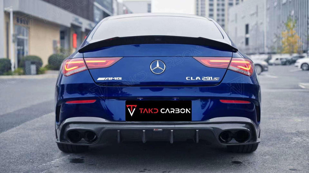 Mercedes Benz CLA-Class CLA45 CLA45S CLA250 (with sport-package bumper, does not fit base model)  C118 2020-ON with Aftermarket Parts - Pre-preg Carbon Fiber Rear Diffuser from TAKD Carbon