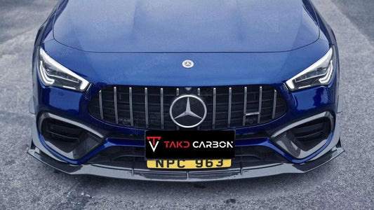 Mercedes Benz CLA45 CLA45S C118 2020 2021 2022 2023 2024 with Aftermarket Parts - V2 Style Front Lip Pre-preg Carbon Fiber from TAKD Carbon