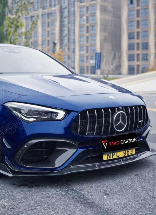 Mercedes Benz CLA45 CLA45S C118 2020 2021 2022 2023 2024 with Aftermarket Parts - V2 Style Front Lip Pre-preg Carbon Fiber from TAKD Carbon