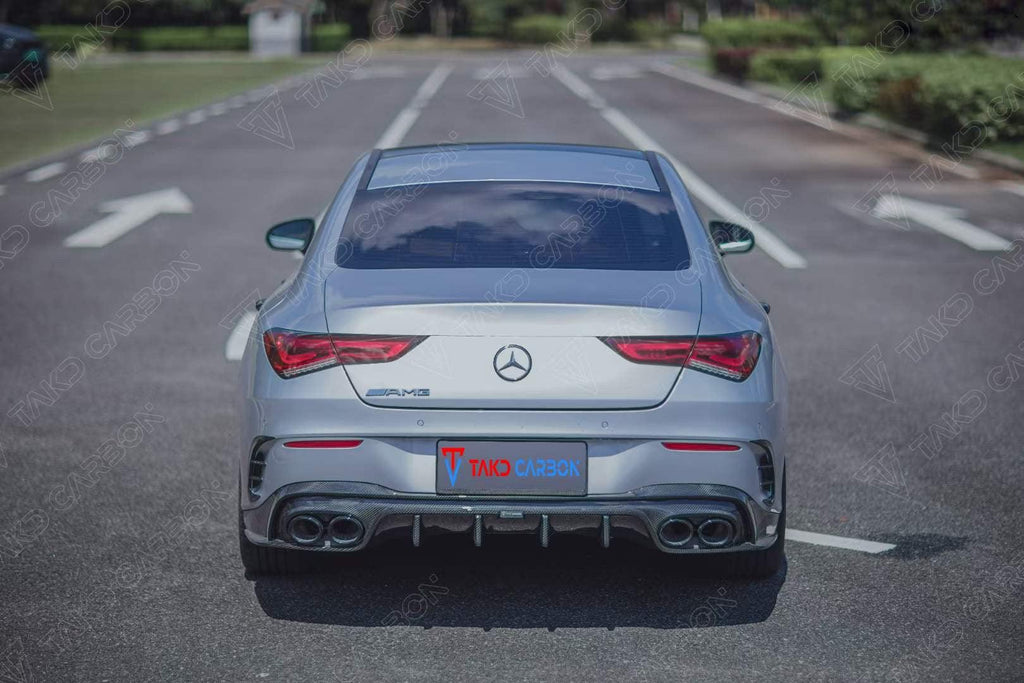 Mercedes Benz CLA-Class CLA45 CLA45S CLA250 (with sport-package bumper, does not fit base model)  C118 2020-ON with Aftermarket Parts - Pre-preg Carbon Fiber Rear Diffuser from TAKD Carbon