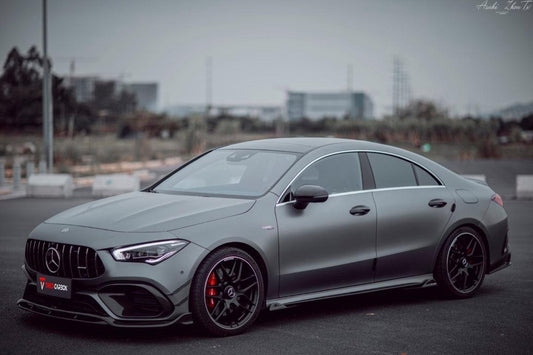 Mercedes Benz CLA45 (Does not fit CLA45s) C118 2020 2021 2022 2023 2024 with Aftermarket Parts - V1 Style Front Lip Pre-preg Carbon Fiber from TAKD Carbon