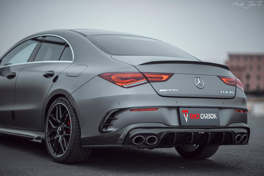 Mercedes Benz CLA-Class CLA45 CLA45S CLA250 (with sport-package bumper, does not fit base model) C118 2020-ON with Aftermarket Parts - Rear Diffuser Pre-preg Carbon Fiber from TAKD Carbon